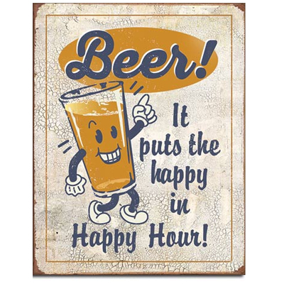 Happy Hour Tin Sign