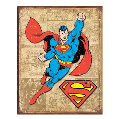 DC Superman Weathered Panels Tin Sign