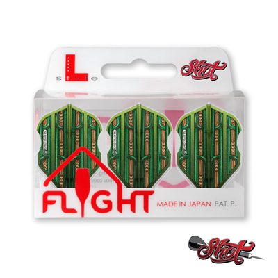 Shot L-Style EZ L3 Small Standard Shape Warrior Rutene Green Dart Flight Set  