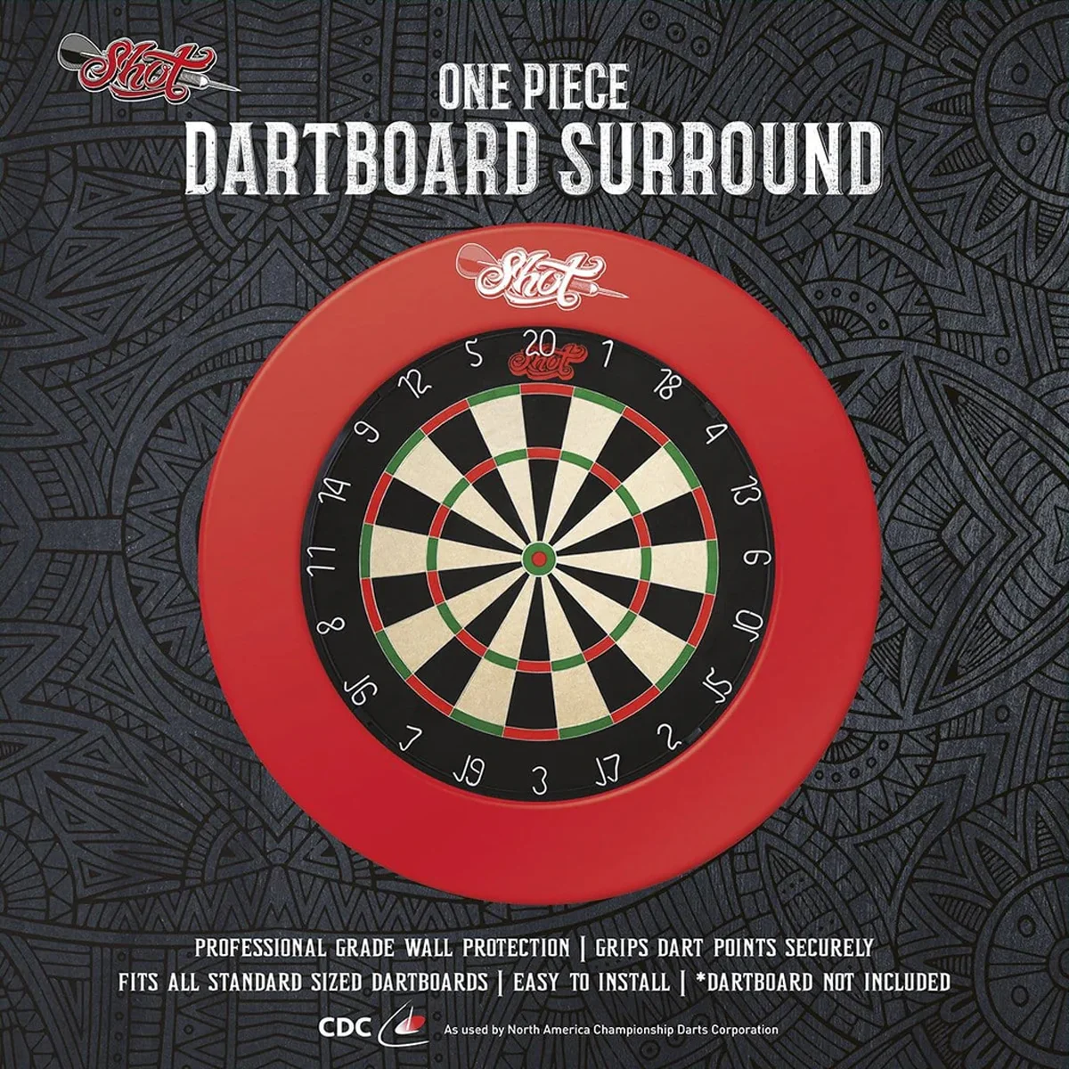 Shot 1 Piece Dartboard Surround - Red
