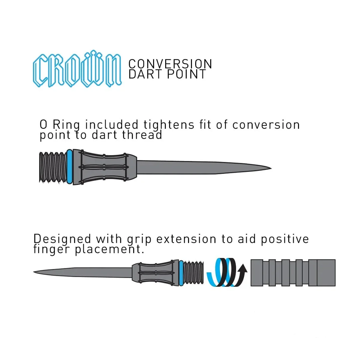 Shot Crown Titanium Coated Dart Conversion Point - Black