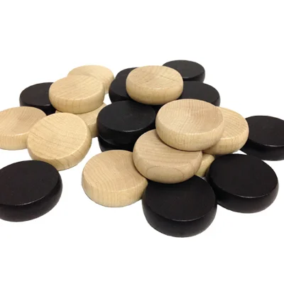 Crokinole and Checker Pieces for Competition Boards - black and natural