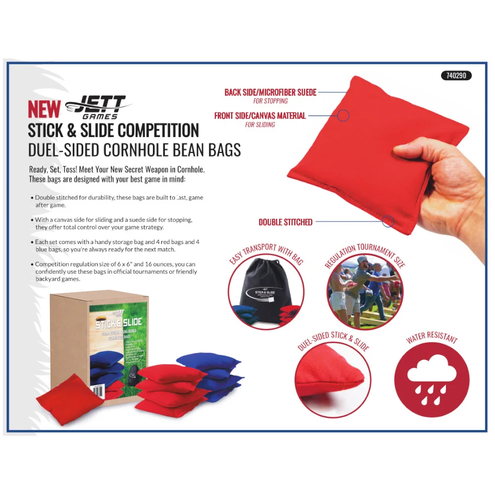Jett Stick and; Slide Competition Dual-Sided Cornhole Bags