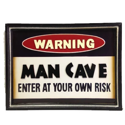 Man Cave Warning Wooden Bar Sign