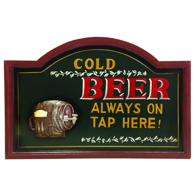 Cold Beer Wooden Bar Sign