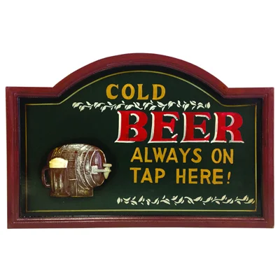 Cold Beer Wooden Bar Sign