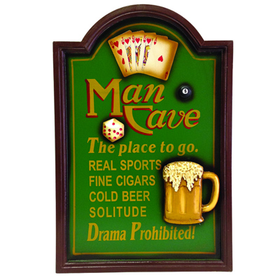 Man Cave No Drama Allowed Wood Bar Sign
