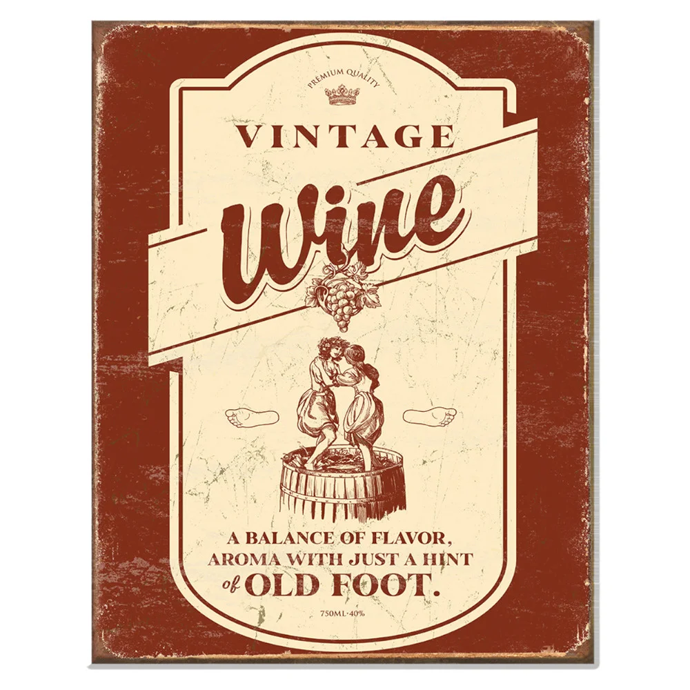 Vintage Wine - Rectangular Tin Sign