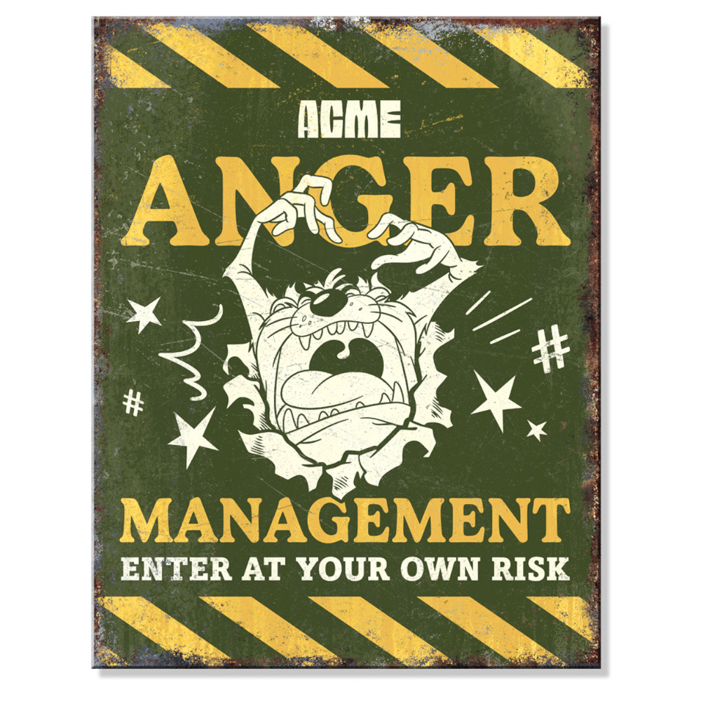 Looney Tunes Taz Anger Management - Rectangular Tin Sign