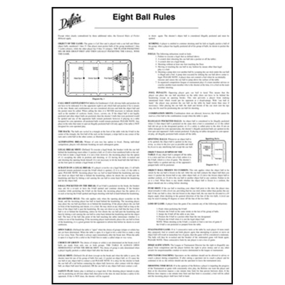 Eight Ball Laminated Rule Sheet