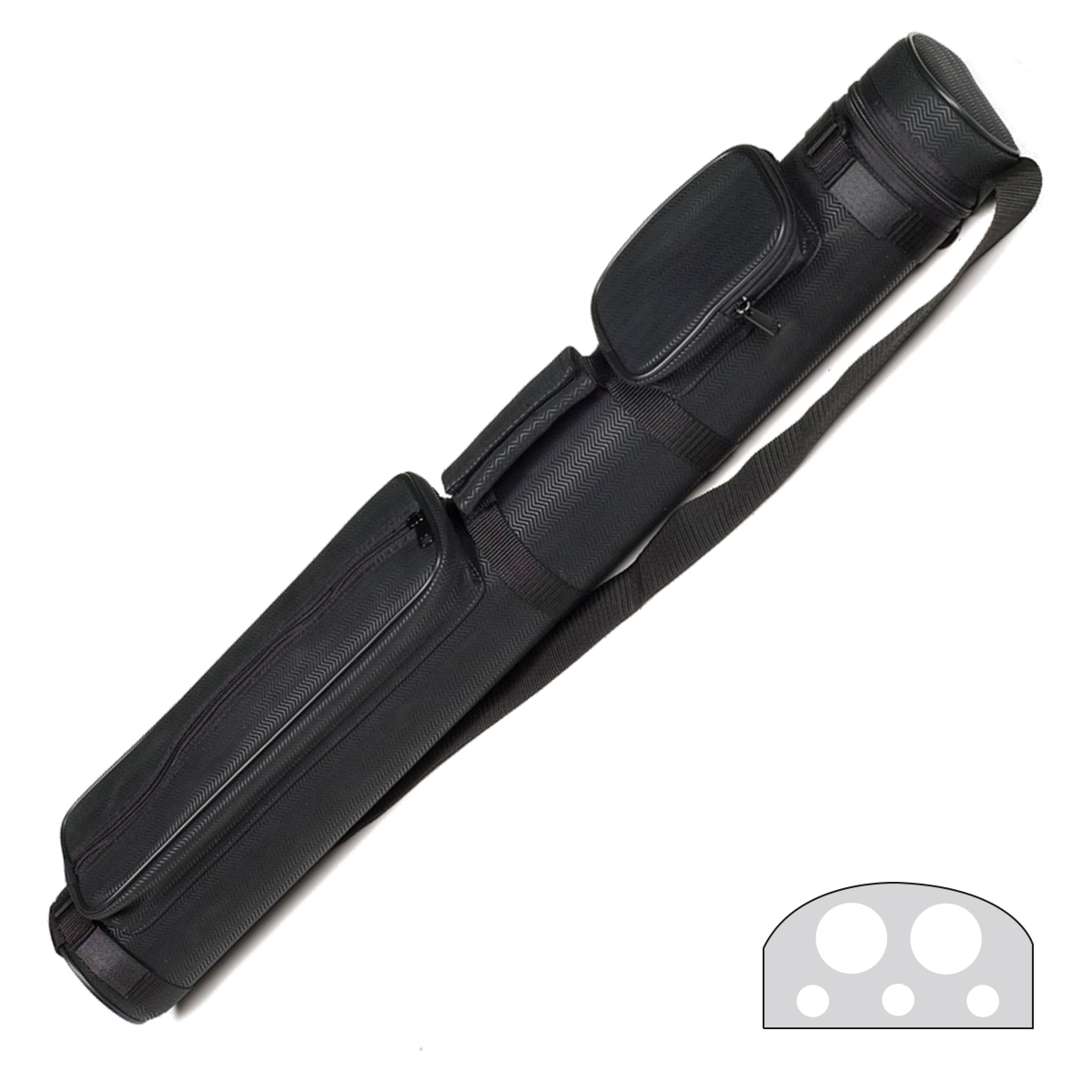 Half Moon Black 2B/3S Hard Cue Case