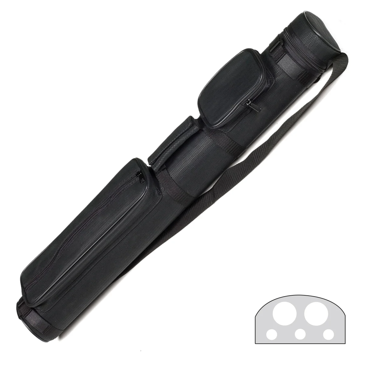 Half Moon Black 2B/3S Hard Cue Case