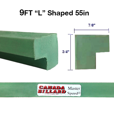 Replacement Rubber Snooker Cushion 9' L Shaped 55'' Set of 6