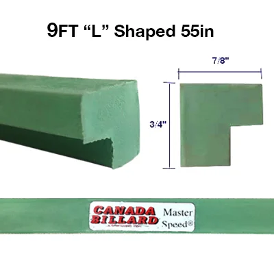 Replacement Rubber Snooker Cushion 9' L Shaped 55'' Set of 6