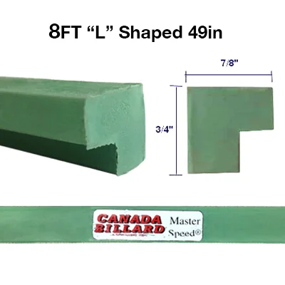 Replacement Rubber Snooker Cushion 8' L  Shaped 49'' Set of 6