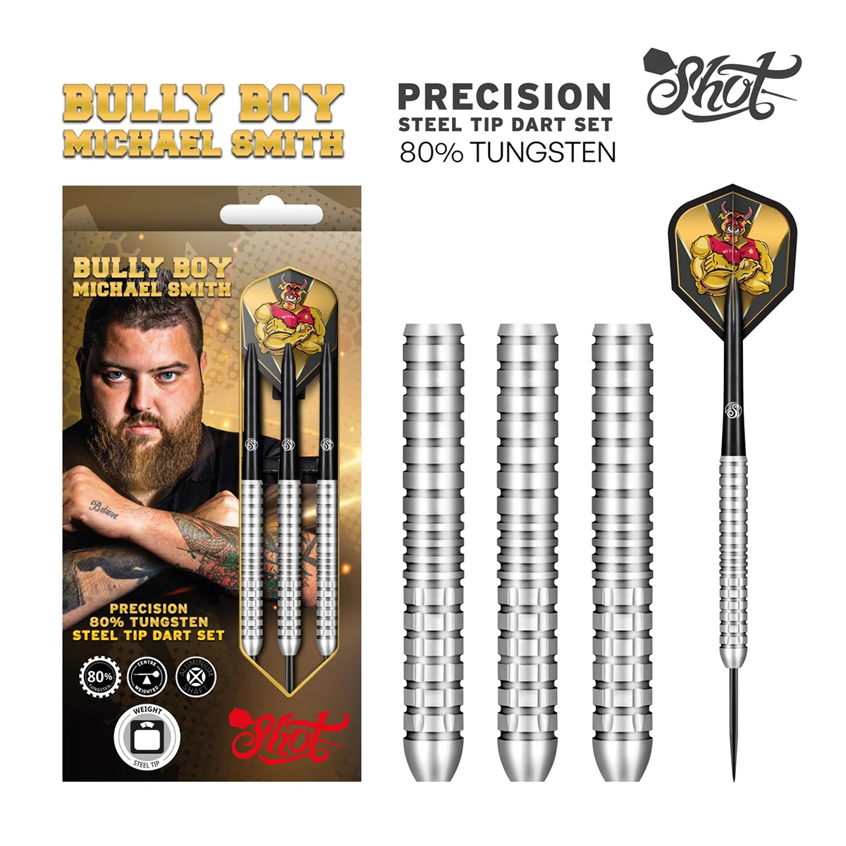 Shot Michael Smith Precision 80% Tungsten Dart Set