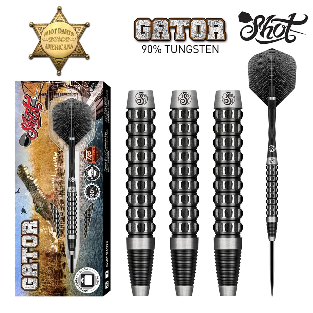 Shot Americana Gator 90% Tungsten Steel Tip Dart Set