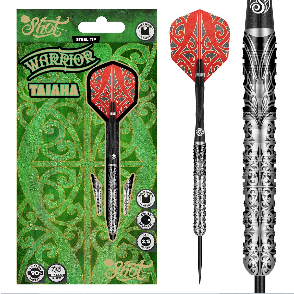 Shot Warrior Taiaha 90% Tungsten Steel Tip Dart Set