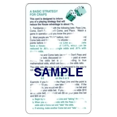 Craps Strategy Card