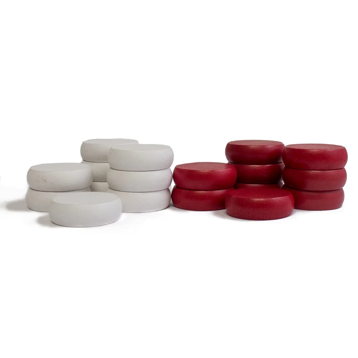 Crokinole and Checker Pieces for Competition Boards – red and white