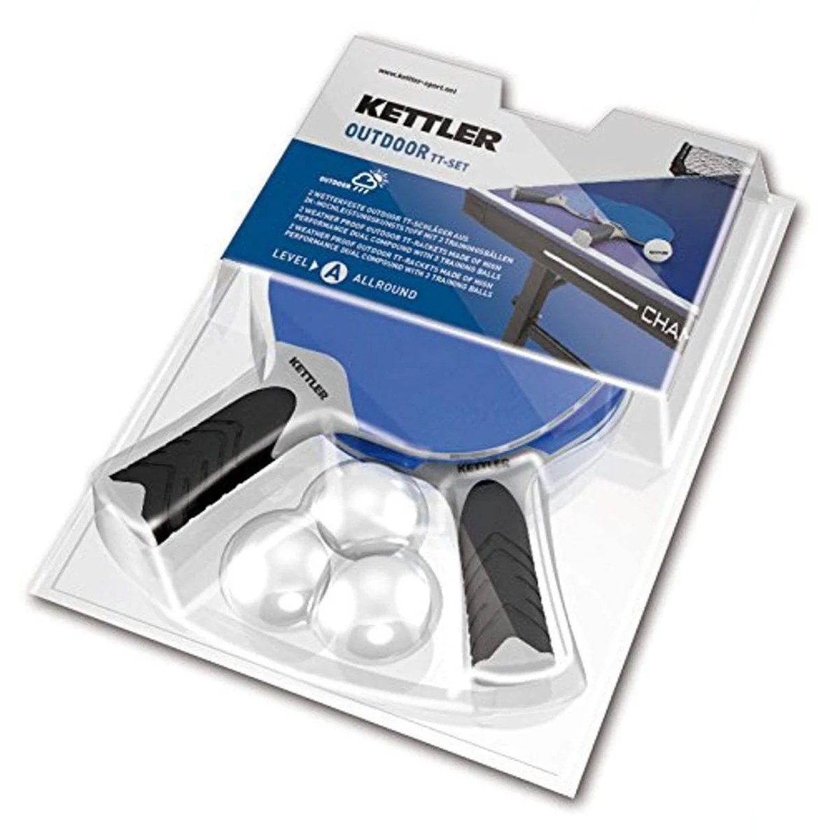 Kettler Halo 2-Player Outdoor Table Tennis Racket Set